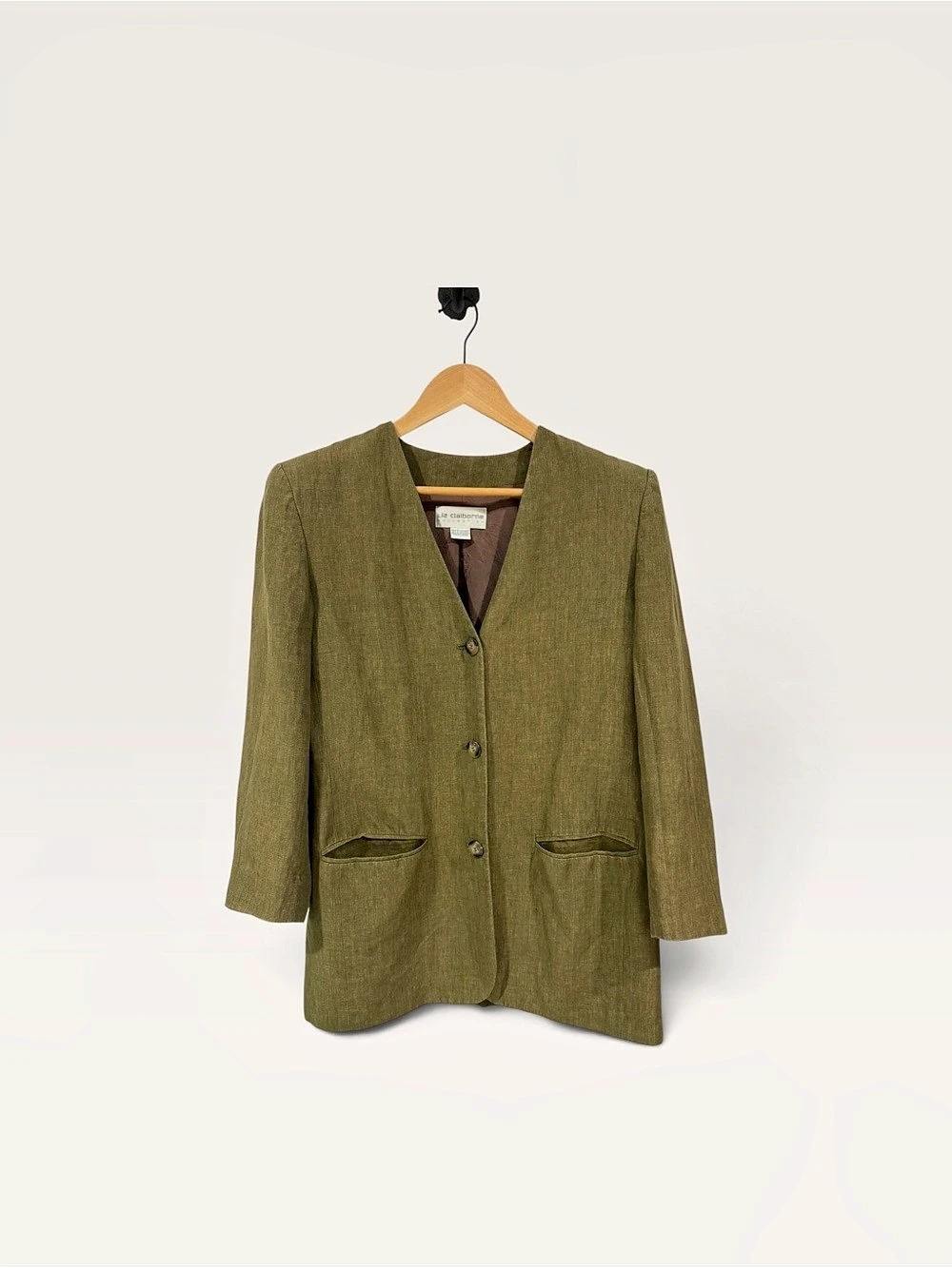 Liz Claiborne Green linen  Blazer Like New